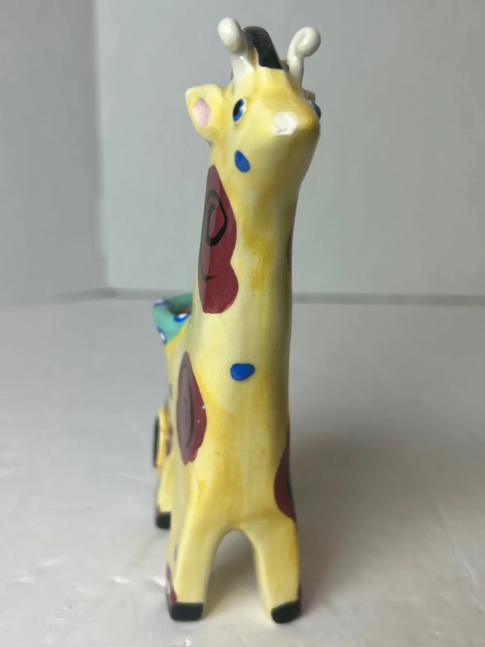 VTG RussianYellow Ceramic Giraffe Candle Holder Decor Handpainted Dainty Kawaii